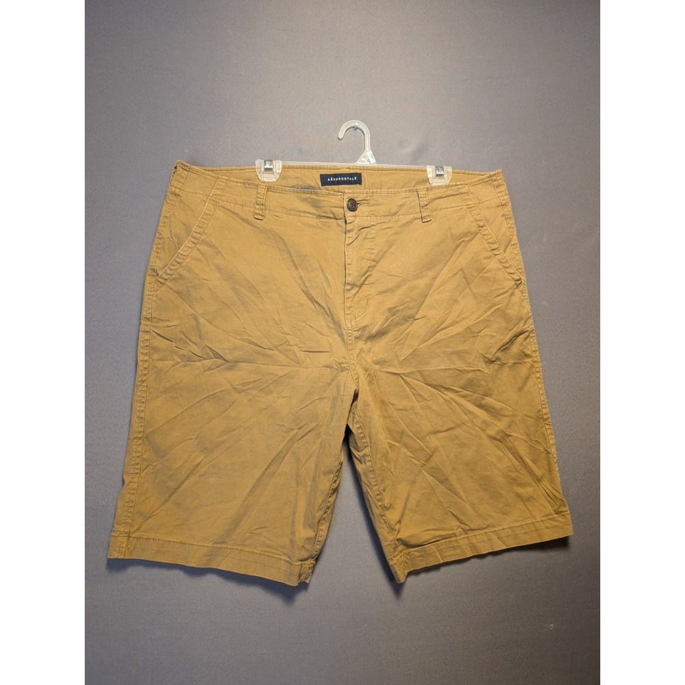Aéropostale Chino Shorts Mens 38 Beige Stretch Casual Summer Wear Flat Front